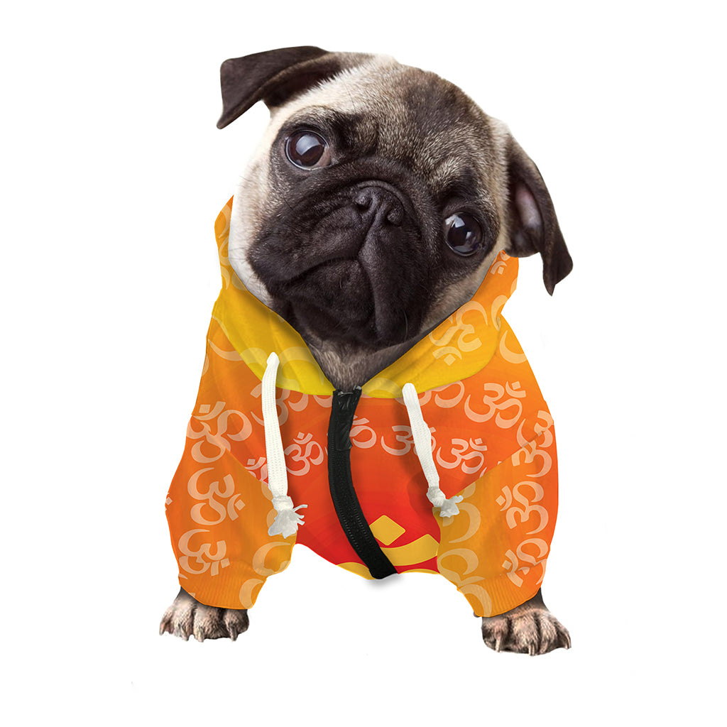 Indian Om Sign Print Dog Zip Up Hoodie