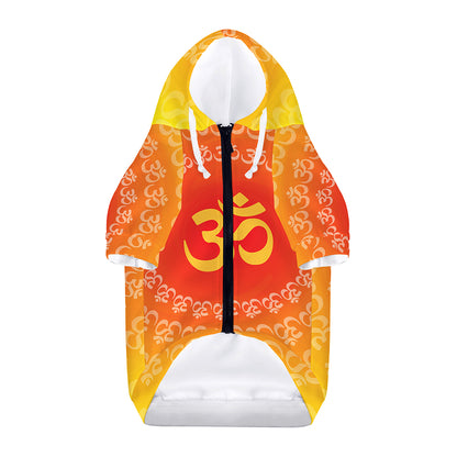 Indian Om Sign Print Dog Zip Up Hoodie