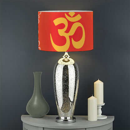Indian Om Sign Print Drum Lamp Shade