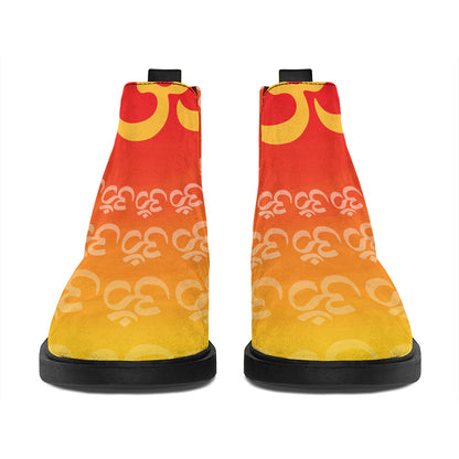 Indian Om Sign Print Flat Ankle Boots