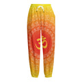 Indian Om Sign Print Fleece Lined Knit Pants