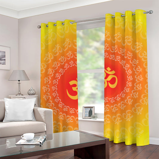 Indian Om Sign Print Grommet Curtains