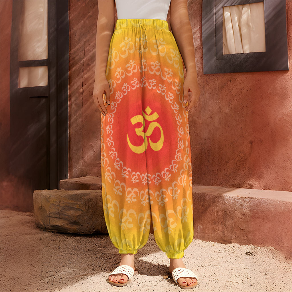 Indian Om Sign Print Harem Pants