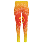 Indian Om Sign Print High-Waisted Pocket Leggings