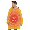 Indian Om Sign Print Hoodie Blanket