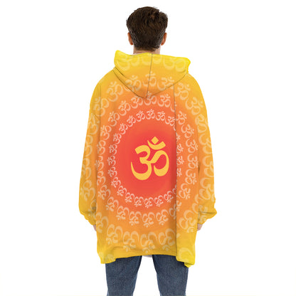 Indian Om Sign Print Hoodie Blanket