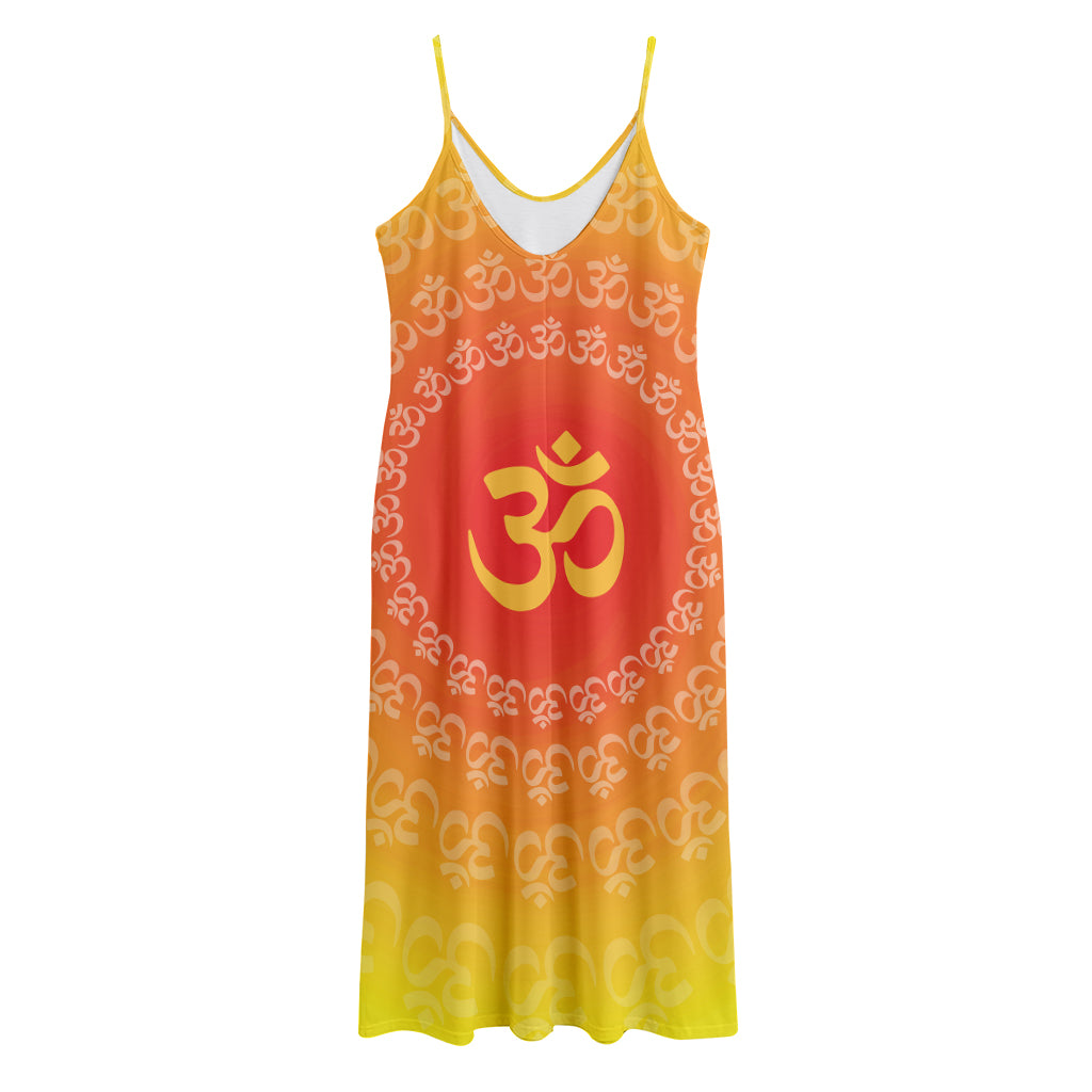 Indian Om Sign Print Jersey Midi Cami Dress