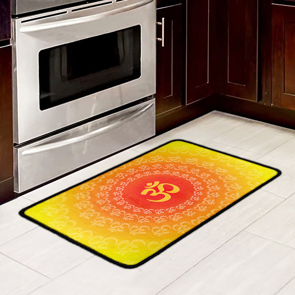Indian Om Sign Print Kitchen Mat