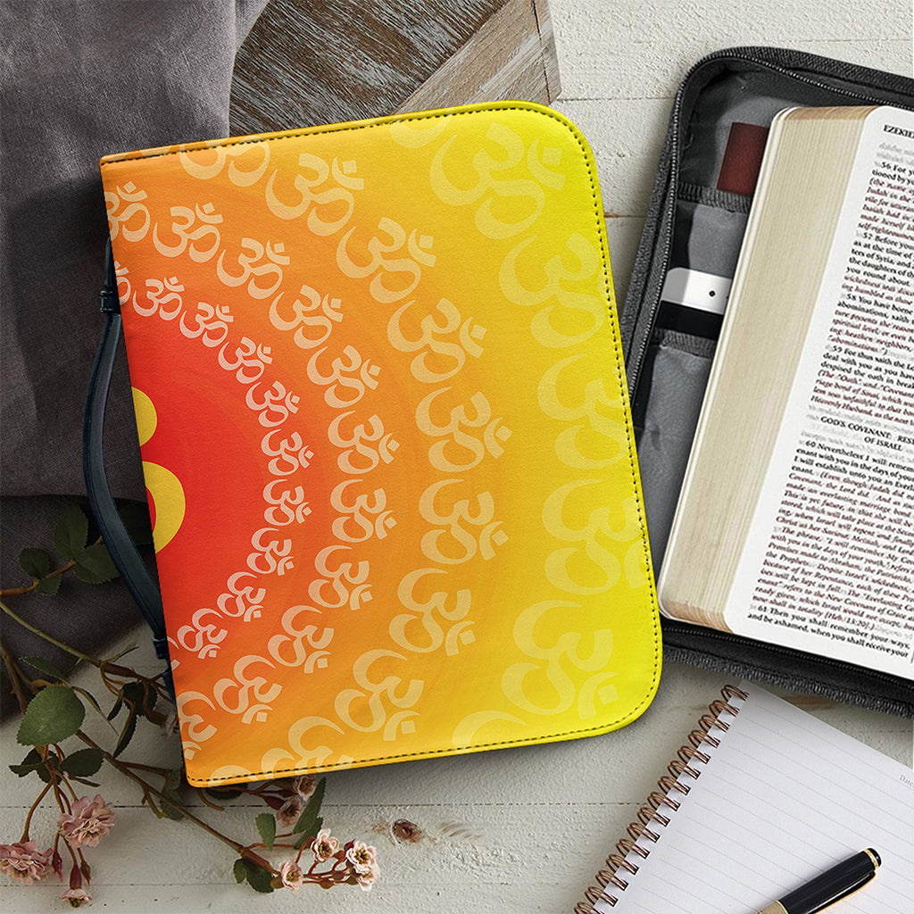 Indian Om Sign Print Leather Bible Cover