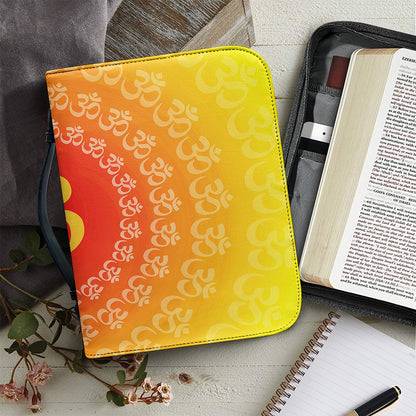 Indian Om Sign Print Leather Bible Cover