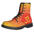 Indian Om Sign Print Lace-Up Boots