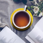 Indian Om Sign Print Leather Coaster Set