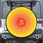 Indian Om Sign Print Leather Spare Tire Cover