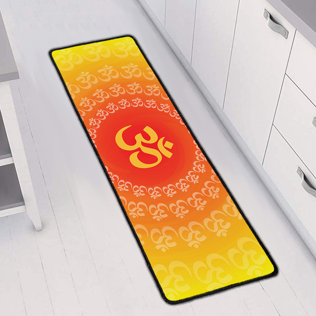 Indian Om Sign Print Long Kitchen Mat
