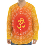 Indian Om Sign Print Long Sleeve Baseball Jersey