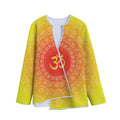 Indian Om Sign Print Long Sleeve Short Coat