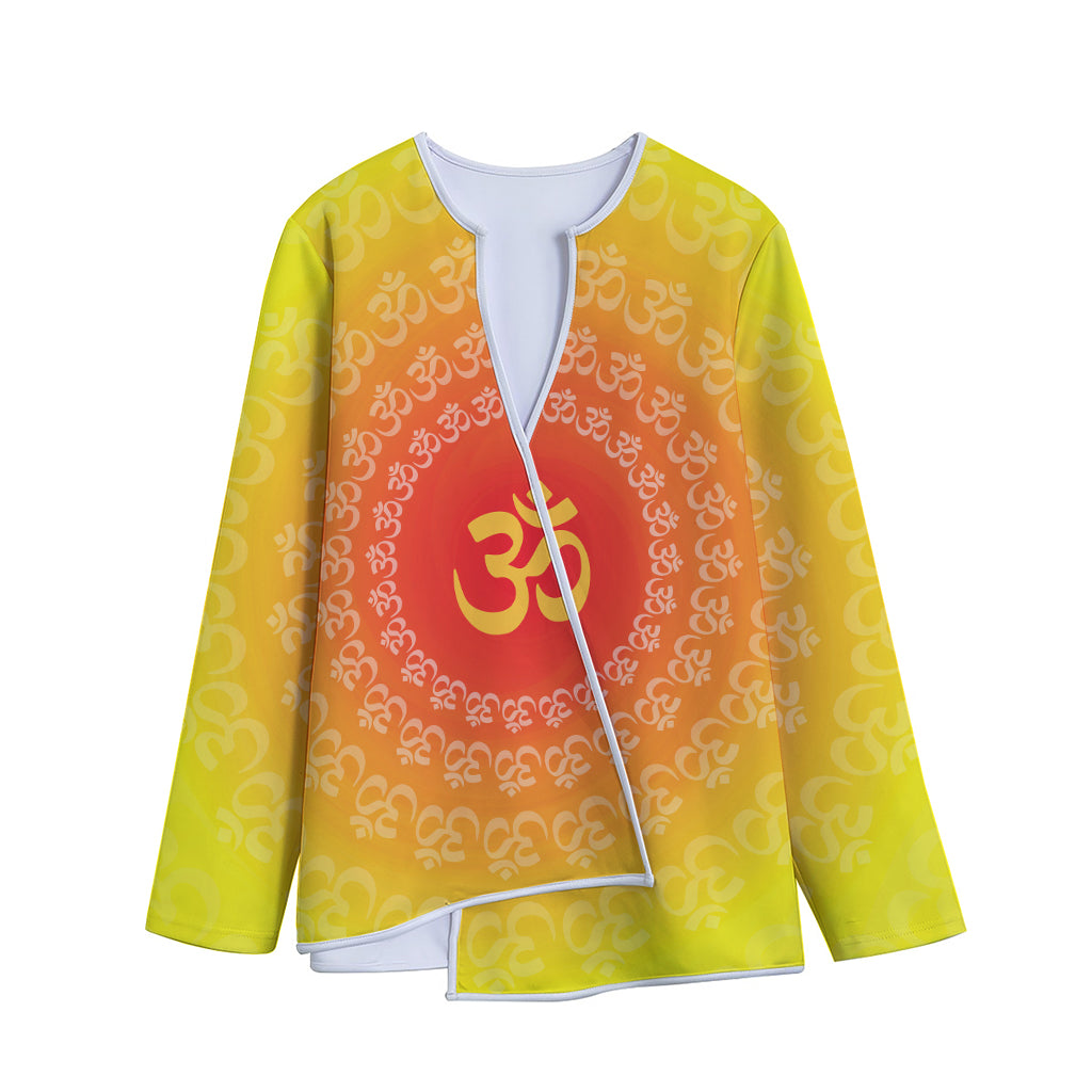 Indian Om Sign Print Long Sleeve Short Coat