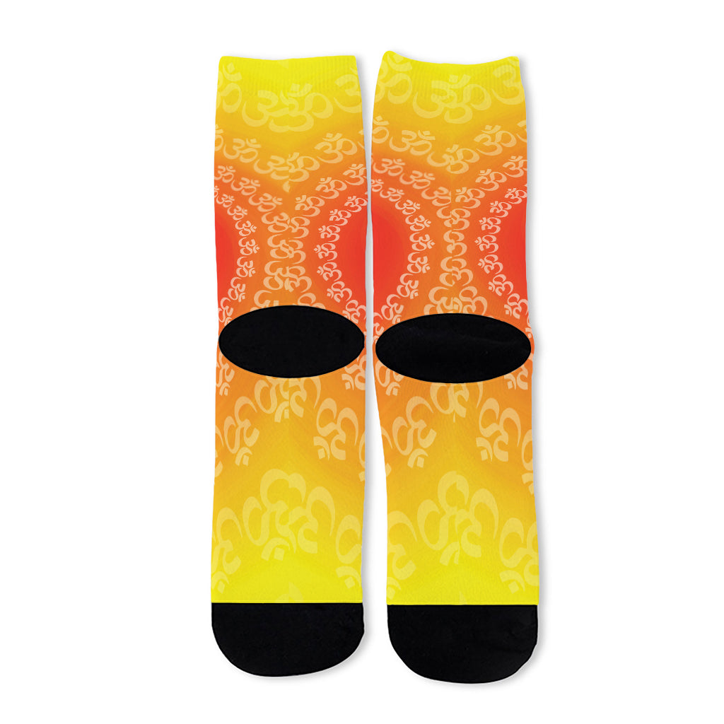 Indian Om Sign Print Long Socks