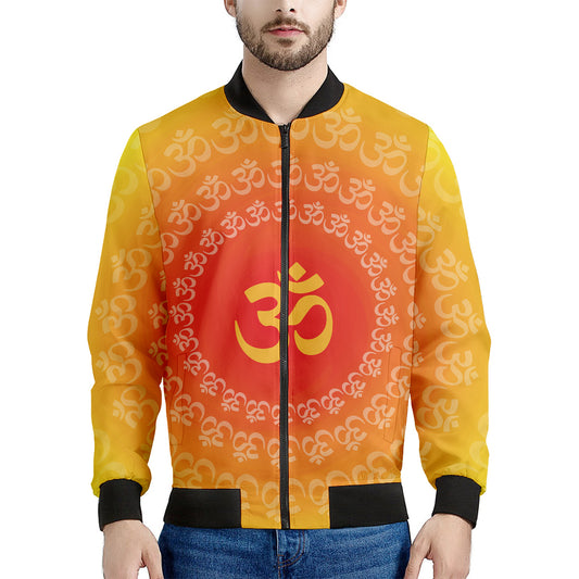 Indian Om Sign Print Men's Bomber Jacket