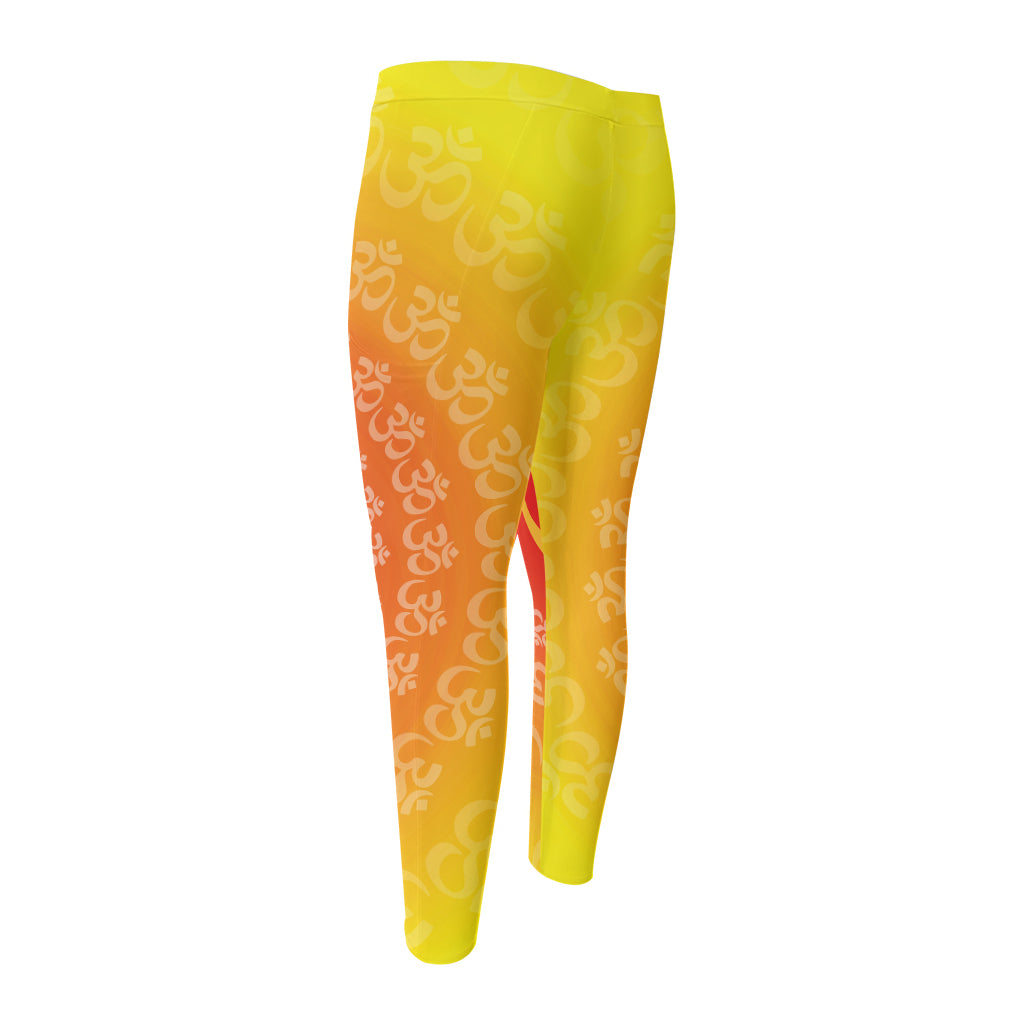 Indian Om Sign Print Men's Compression Pants