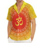 Indian Om Sign Print Men's Deep V-Neck Shirt