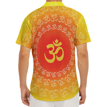Indian Om Sign Print Men's Deep V-Neck Shirt