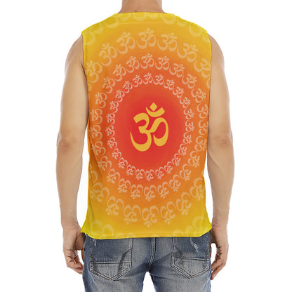Indian Om Sign Print Men's Fitness Tank Top