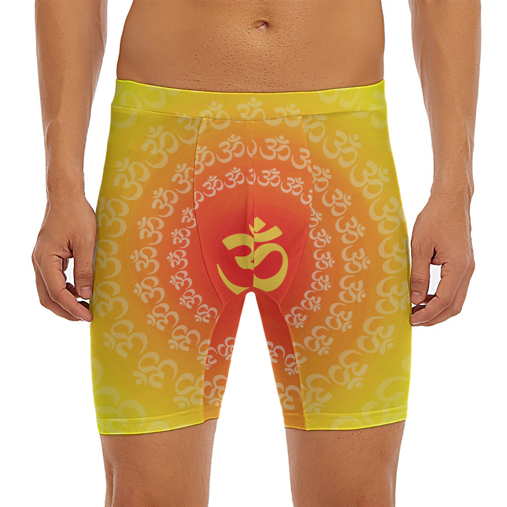 Indian Om Sign Print Men's Long Boxer Briefs