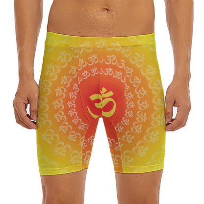 Indian Om Sign Print Men's Long Boxer Briefs