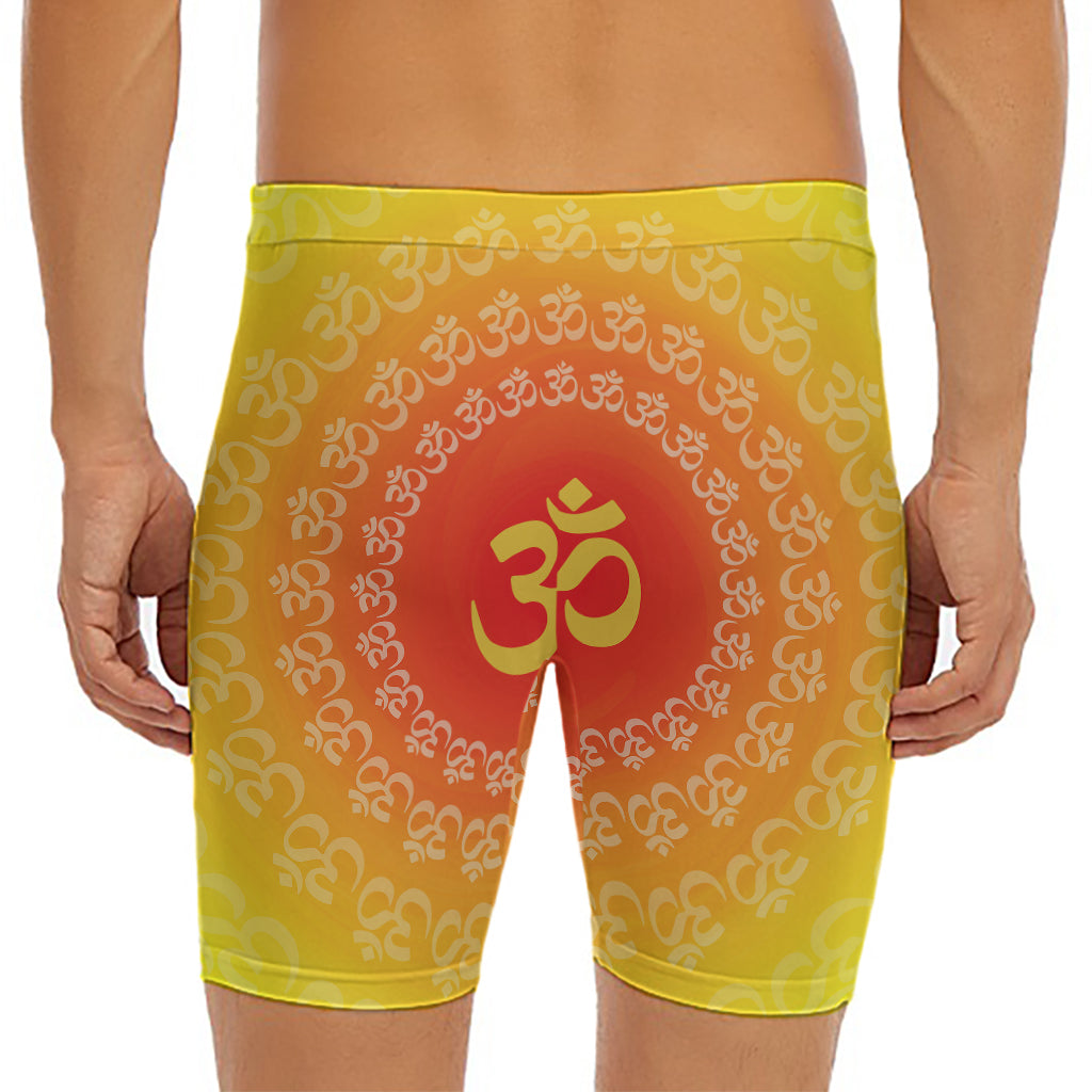 Indian Om Sign Print Men's Long Boxer Briefs