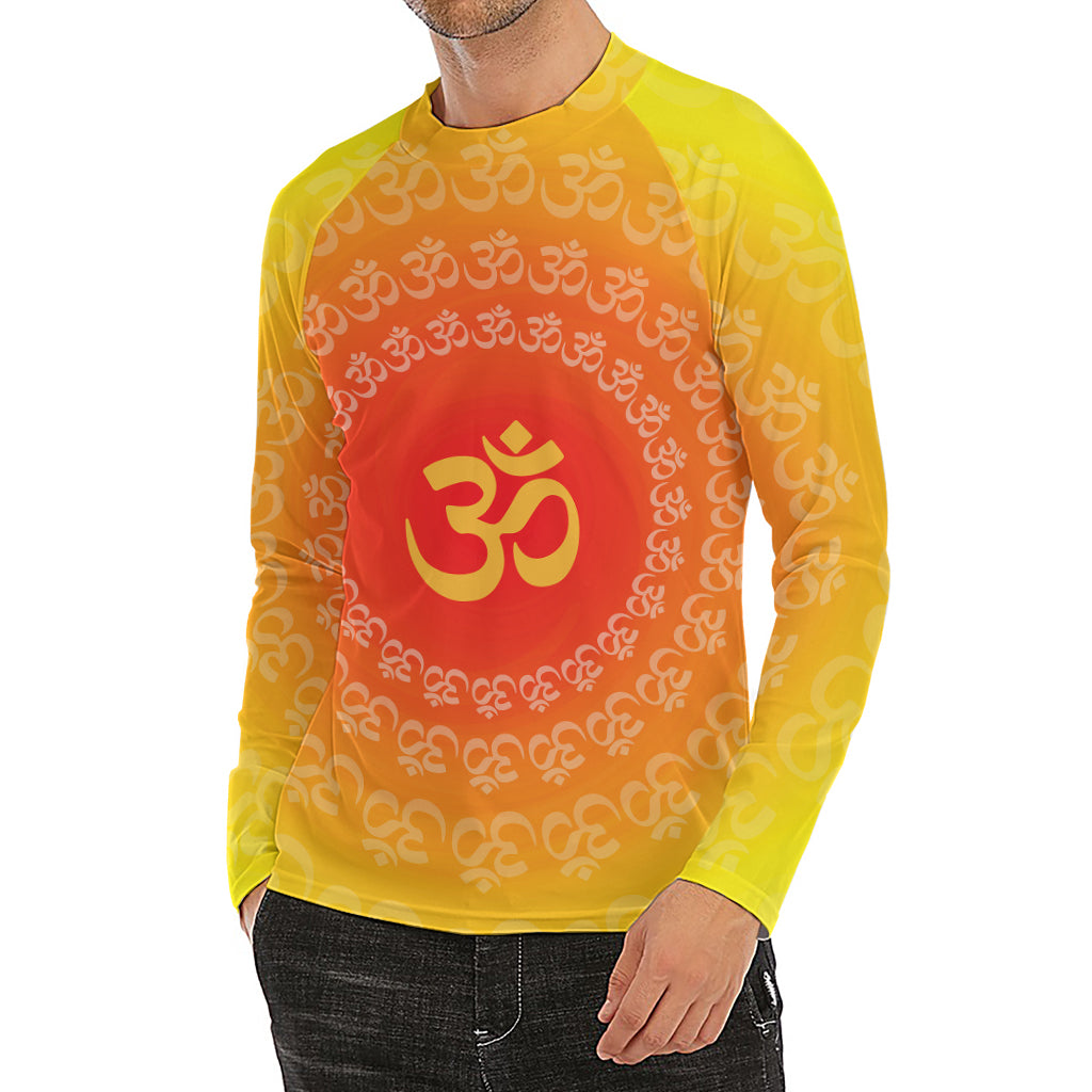 Indian Om Sign Print Men's Long Sleeve Rash Guard
