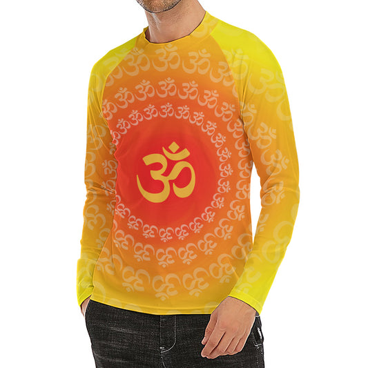 Indian Om Sign Print Men's Long Sleeve Rash Guard