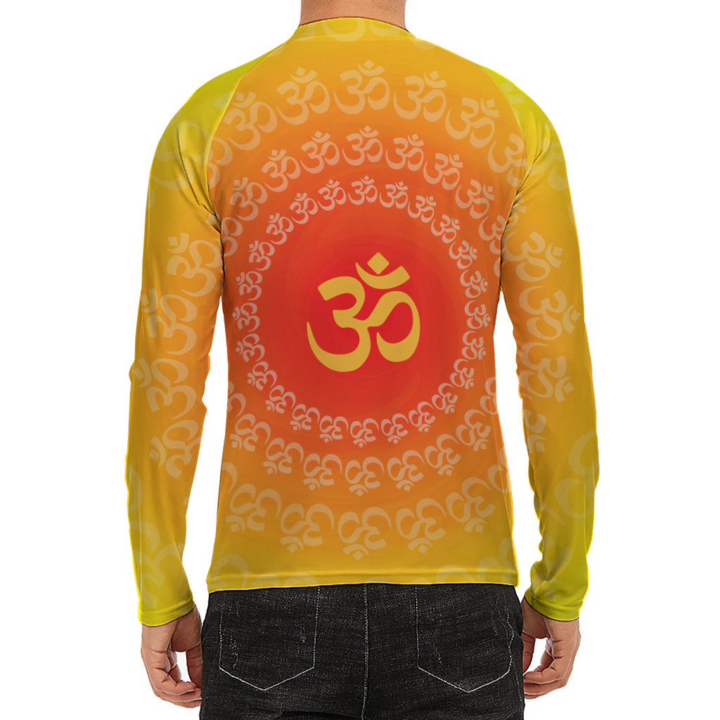 Indian Om Sign Print Men's Long Sleeve Rash Guard