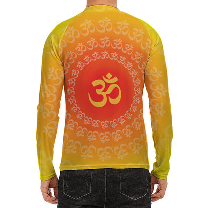 Indian Om Sign Print Men's Long Sleeve Rash Guard