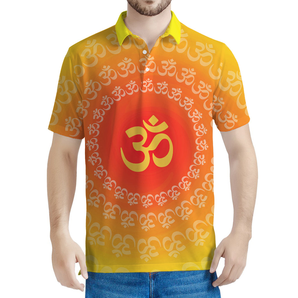 Indian Om Sign Print Men's Polo Shirt
