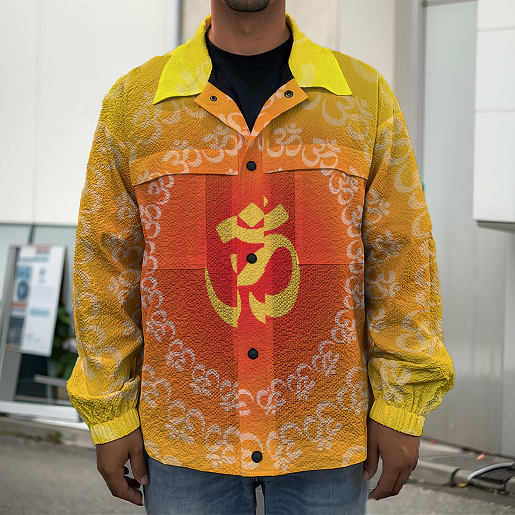 Indian Om Sign Print Men's Shirt Jacket
