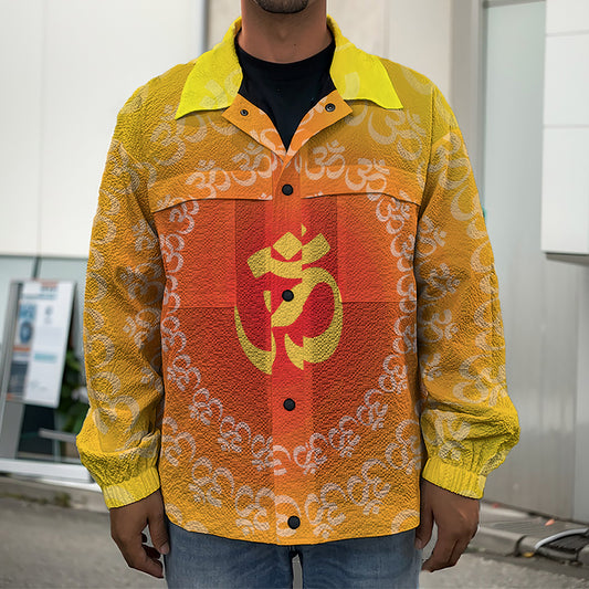 Indian Om Sign Print Men's Shirt Jacket