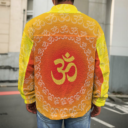 Indian Om Sign Print Men's Shirt Jacket