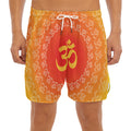 Indian Om Sign Print Men's Split Running Shorts