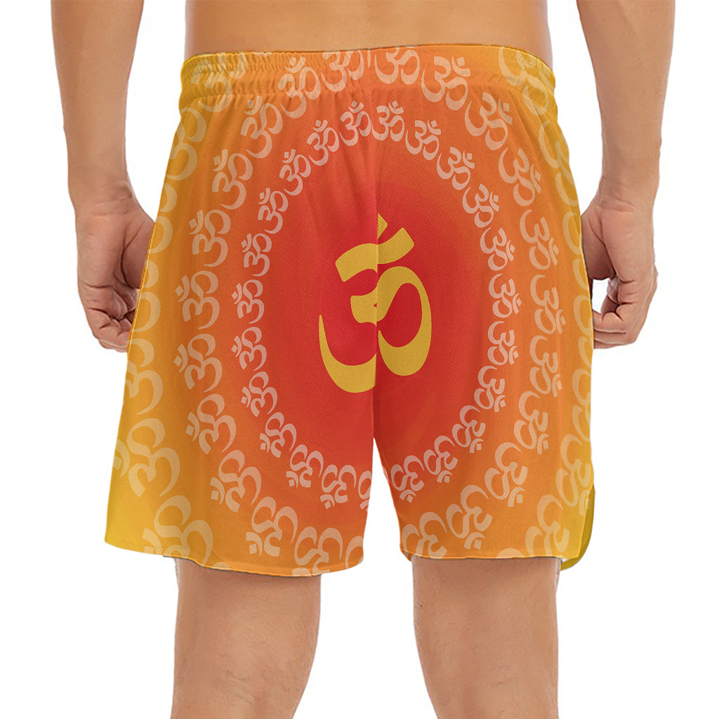 Indian Om Sign Print Men's Split Running Shorts