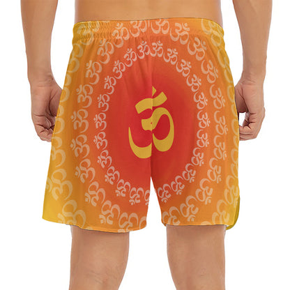 Indian Om Sign Print Men's Split Running Shorts