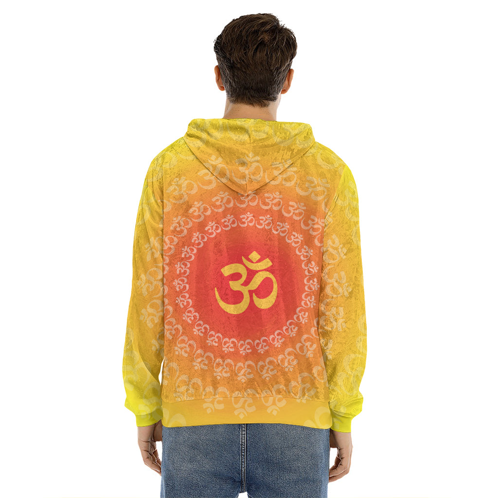 Indian Om Sign Print Men's Velvet Pullover Hoodie