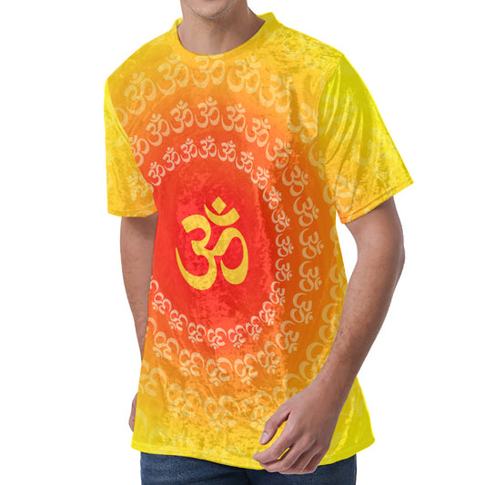 Indian Om Sign Print Men's Velvet T-Shirt