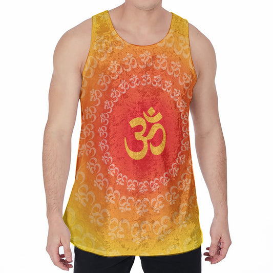 Indian Om Sign Print Men's Velvet Tank Top