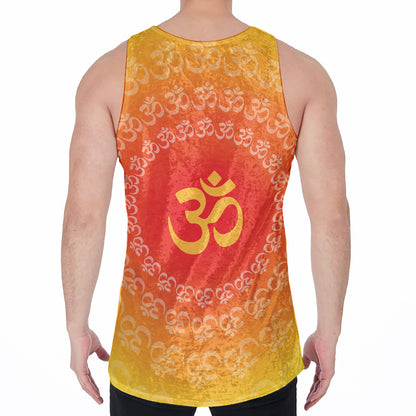 Indian Om Sign Print Men's Velvet Tank Top