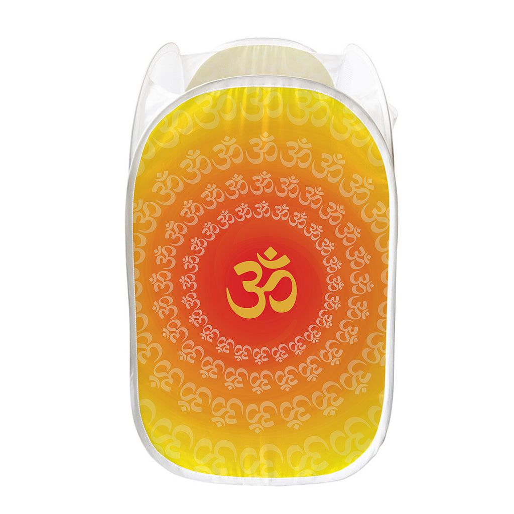 Indian Om Sign Print Mesh Laundry Hamper