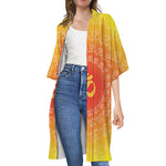 Indian Om Sign Print Open Front Beach Cover Up