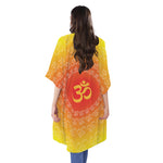 Indian Om Sign Print Open Front Beach Cover Up