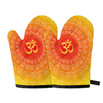 Indian Om Sign Print Oven Mitts