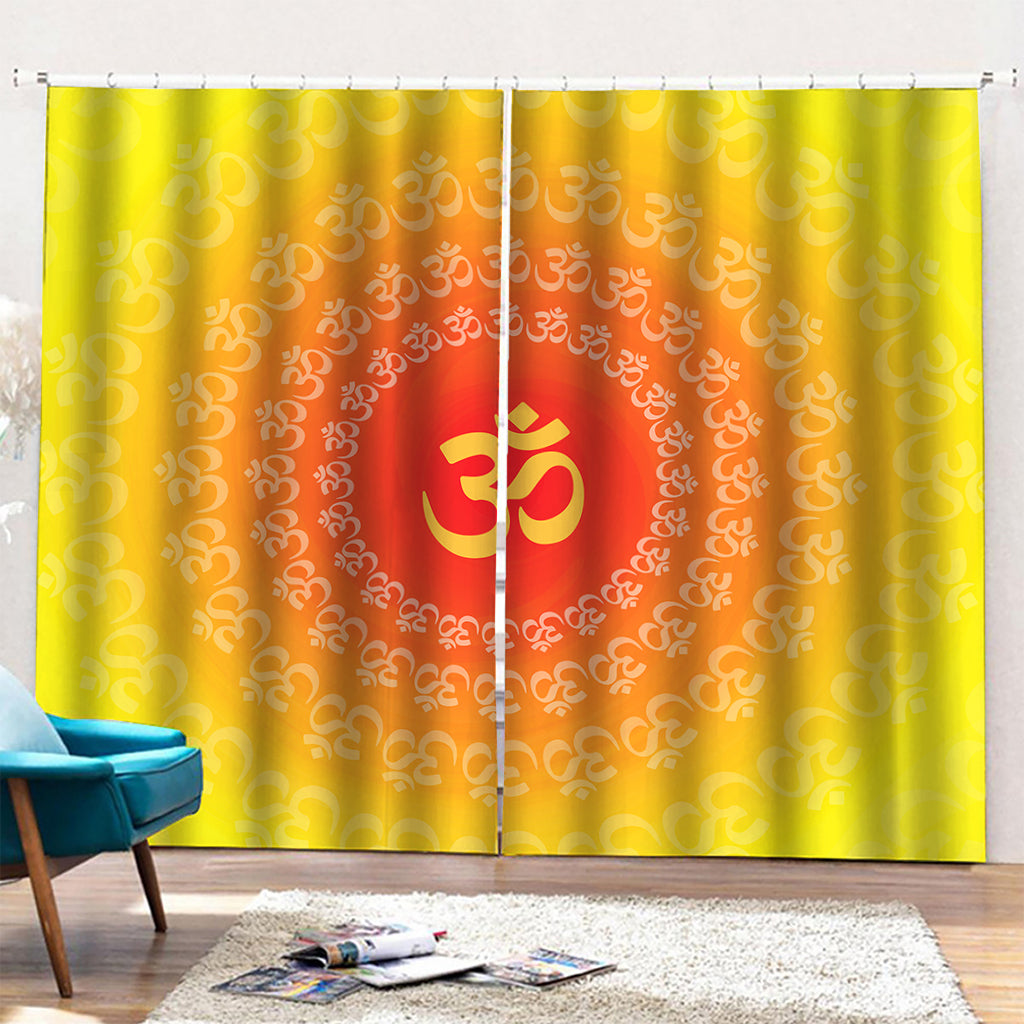 Indian Om Sign Print Pencil Pleat Curtains